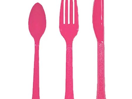 Bright Pink Heavy Weight Cutlery Assorted 24pcs Hot on Sale