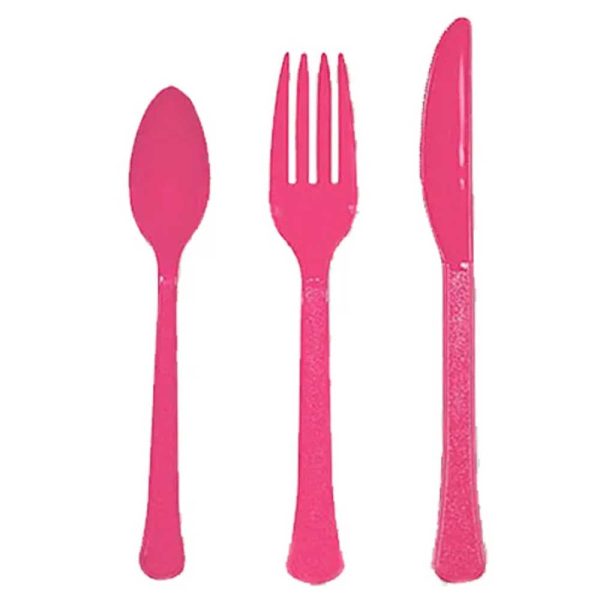 Bright Pink Heavy Weight Cutlery Assorted 24pcs Hot on Sale