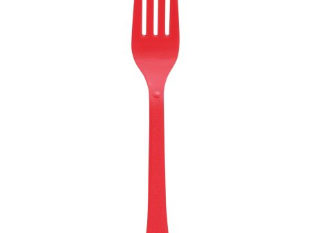 Apple Red Heavy Weight Plastic Forks 20pcs on Sale