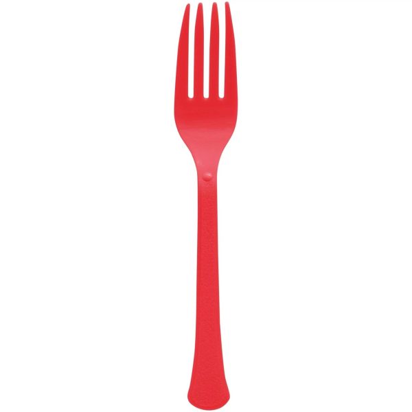 Apple Red Heavy Weight Plastic Forks 20pcs on Sale