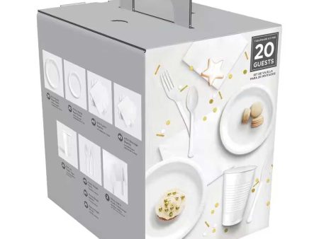 Frosty White Boxed Tableware Kit (20 Guests) Online Sale