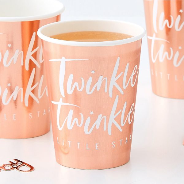 Twinkle Twinkle Rose Gold Foiled Paper Cups 9oz 8pcs Sale