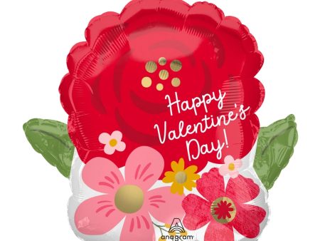 Valentines Floral Standard Shape Foil Balloon For Discount