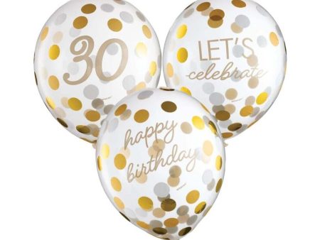 30th Golden Age Birthday Clear Latex Confetti Balloons Fashion