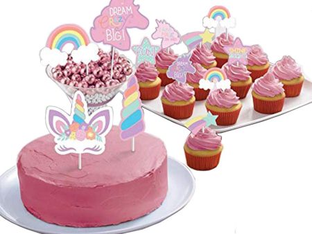 Unicorn Party Paper CakeToppers 12pcs Hot on Sale