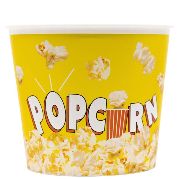 Yellow Reusable Party Popcorn Paper Buckets 220ml Discount