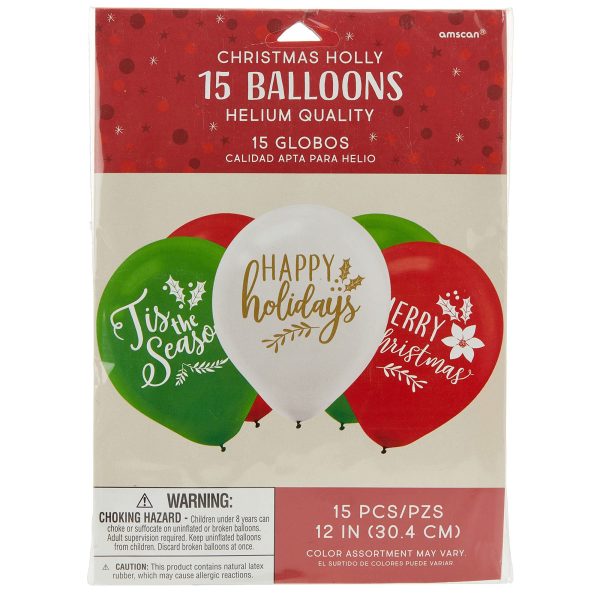 Traditional Christmas Printed Asst. Latex Balloons For Cheap