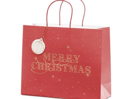 Merry Christmas Gift Bag Deep Red 32cm Online now