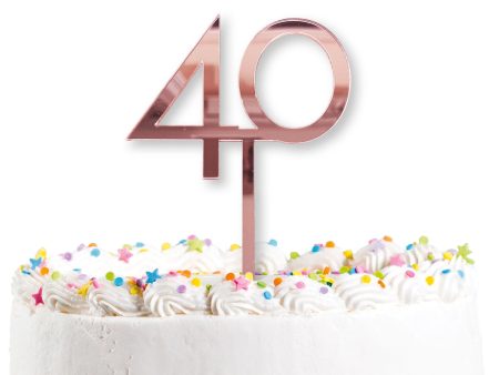 40th Birthday Rose Gold Acrylic Cake Topper For Discount