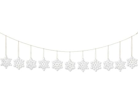 White Snowflakes Wood Garland on Sale