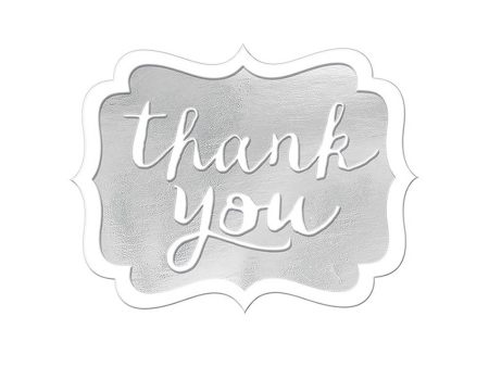 Silver Thank You Stickers 50pcs Cheap