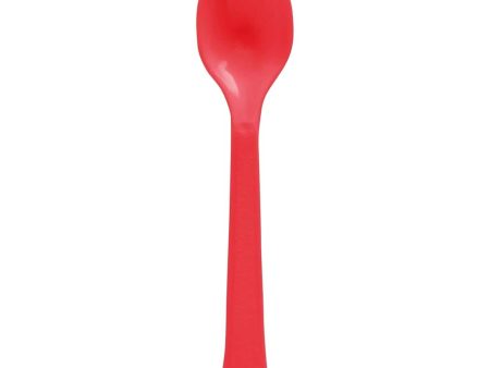 Apple Red Heavy Weights Plastic Spoons 20pcs Online now