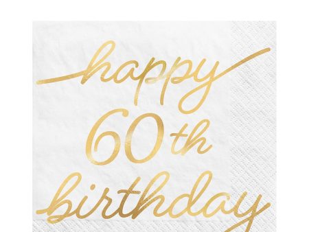 60th Golden Age Birthday HS Beverage Napkins 16pcs Online Hot Sale