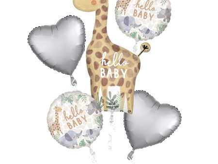 Baby Shower Soft Jungle Hello Baby Balloon Bouquet, 5pcs Online