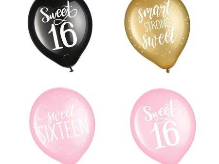 Sixteen Blush Printed Latex Balloons Assorted Colors Online Sale