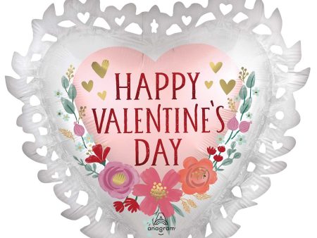 Happy Valentine s Day Romantic Flowers SuperShape Foil Balloon 58x53cm Fashion