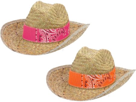 Spanish Straw Hat With Bandana Band For Cheap