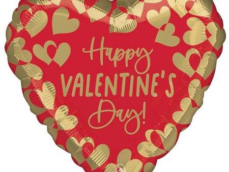 Golden Happy Valentine s Day Jumbo Heart Foil Balloon Supply