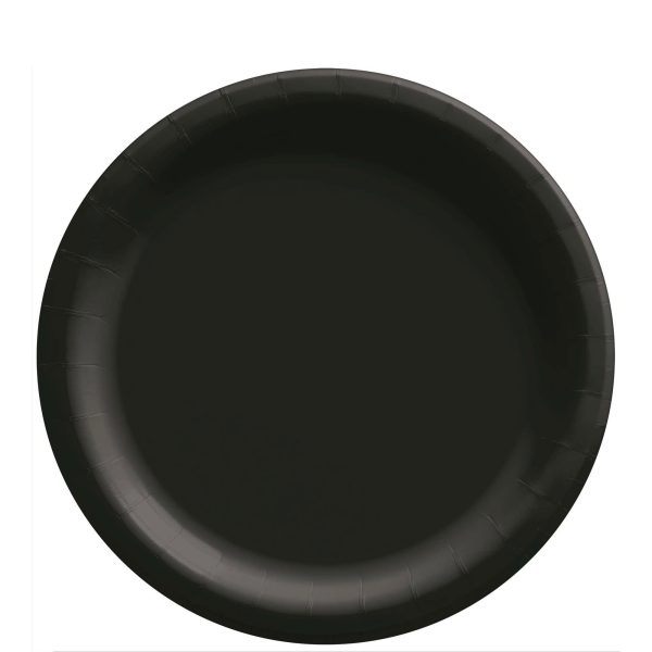 Black Round Paper Plates Midcount 8in, 20pcs Fashion