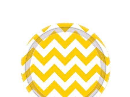 Yellow Sunshine Chevron Round Party Paper Plates 7in 8pcs Supply