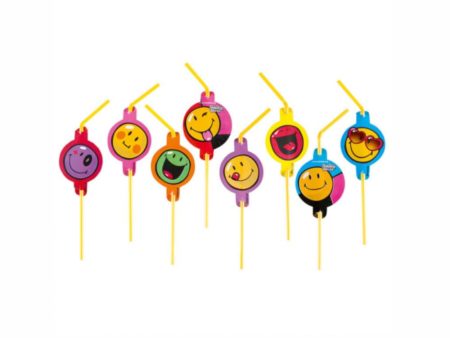 Smiley Express Yourself Drinking Straws 8pcs Supply