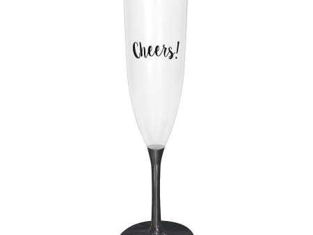 Black Cheers Plastic Champagne Glasses 5oz 8pcs Supply