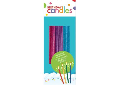 Sparkling Glitter Candles 7in, 18pcs Supply