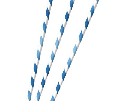 Sky Blue Paper Drinking Straws 19cm, 12pcs Sale