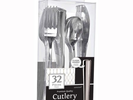 Stainless Silver Premium Plastic Cutlery 32pcs Cheap