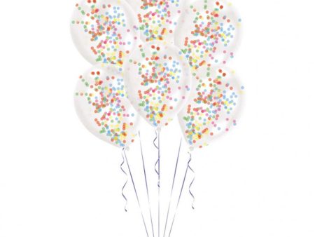 Assorted Confetti Filled Transparent Latex Balloons 6pcs For Cheap