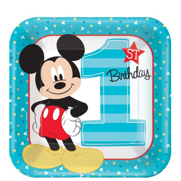 Mickey Fun Basic 57 Pieces Tableware Party Supplies for 8 Guests Fashion