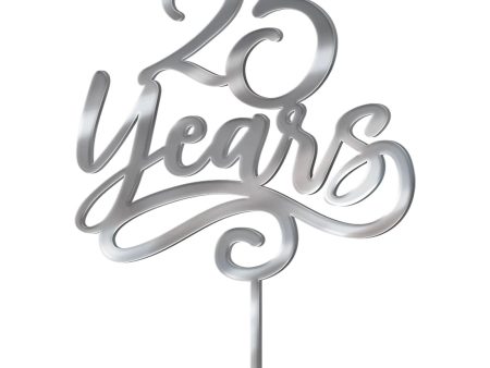 25 Years Cake Topper Mirrored Plastic Silver 6in Cheap