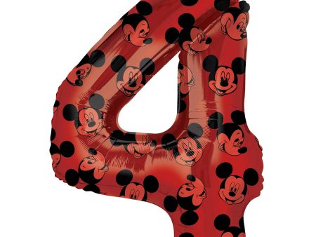 Mickey Mouse Number 4 Red SuperShape Balloon 60x91cm For Sale