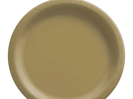 Gold Round Paper Plates Midcount 8in, 20pcs Sale