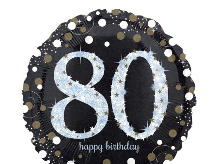 Sparkling Birthday 80 Foil Balloon 45cm For Discount