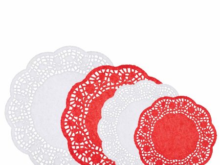 White & Red Paper Doilies 40pcs Fashion