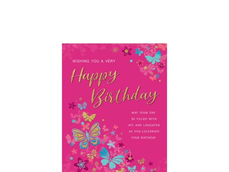 Wishing You A Happy Birthday Pink Greeting Card 9in X 6in Online now