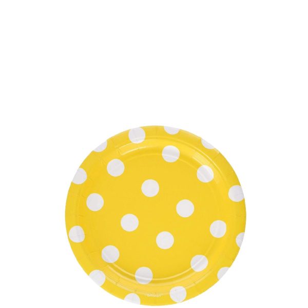 Yellow Sunshine Dots Round Party Paper Plates 7in 8pcs Online