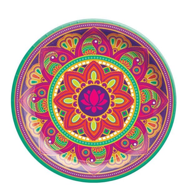 Rangoli Dream Diwali Round Paper Plates 8pcs 10.5in Online Hot Sale