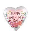 Happy Valentine s Day Romantic Flowers Foil Balloon 45cm For Sale