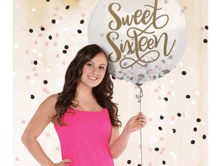 Sixteen Blush Latex Balloon w  Confetti Discount