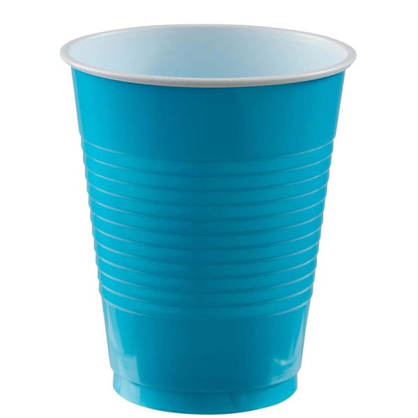 Caribbean Blue Plastic Cups 18oz 20pcs on Sale