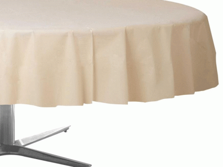 Vanilla Cream Round Plastic Tablecover 84in on Sale