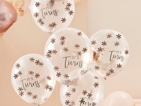 Baby in Bloom Rose Gold It s Twins Confetti Balloons Discount