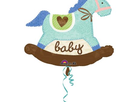 Baby Blue Rocking Horse Foil Balloon 29 x 26in Online Sale