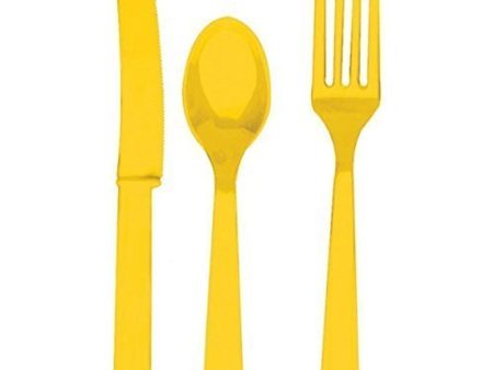 Yellow Sunshine Plastic Assorted Cutlery Hot on Sale