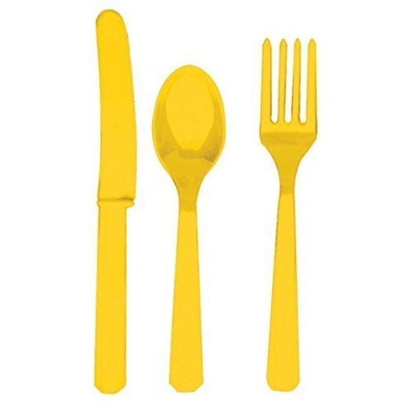 Yellow Sunshine Plastic Assorted Cutlery Hot on Sale