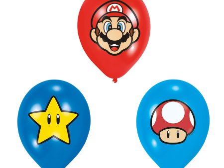 Super Mario 4c Print Latex Balloons 11in, 6pcs Fashion