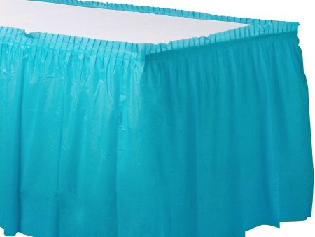 Caribbean Blue Plastic Tableskirt Supply