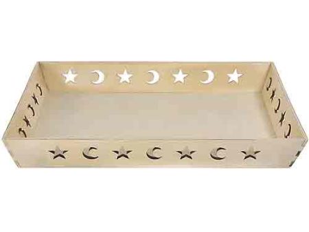 Star and Moon Serving Tray Rectangular Wood Hot on Sale